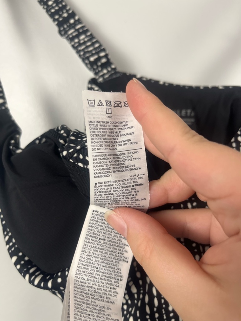 Athleta Hermosa One Piece Swimsuit Size Large Pet Black White Dot Print Low Back - Picture 7 of 9